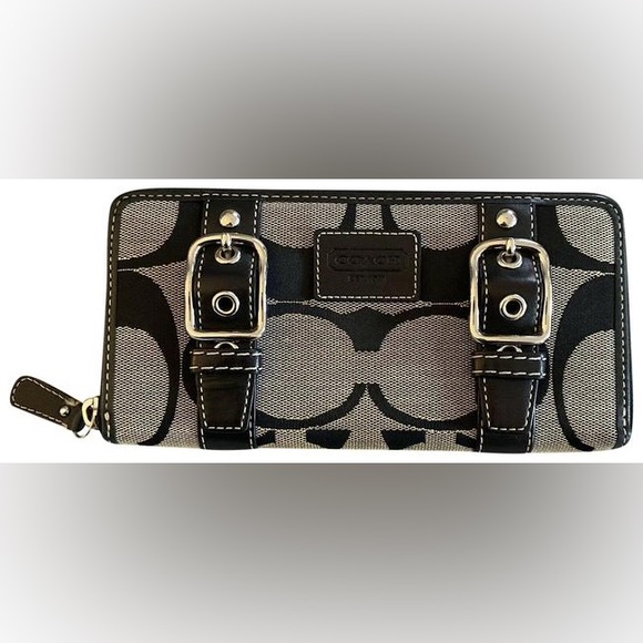 Coach Bags Coach Zoe Signature Denim Accordion Wallet Poshmark